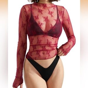 SUUKSESS Women Sexy Mesh Sheer Long Sleeve Top